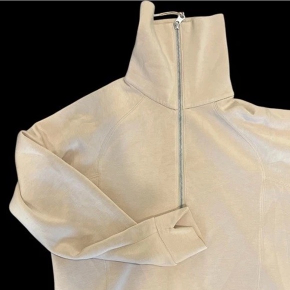 Spanx AirEssentials Half Zip Pullover Tan Cream  Lightweight Loungewear Sz S - Picture 11 of 11